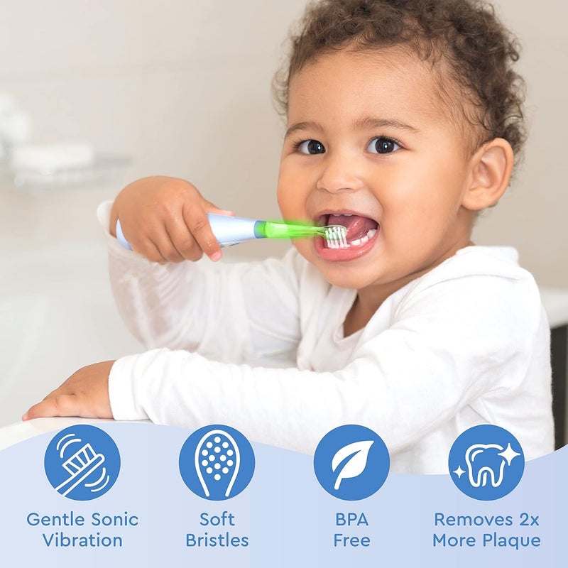 Brusheez Little Toddlers’ Sonic Toothbrush - Safe & Gentle Toothbrush for Ages 1-3 with Built-in, Light-Up 2-Minute Timer, Extra Brush Head, & Storage Base for First-Time Brushers (Kiwi The Koala) - Image 4
